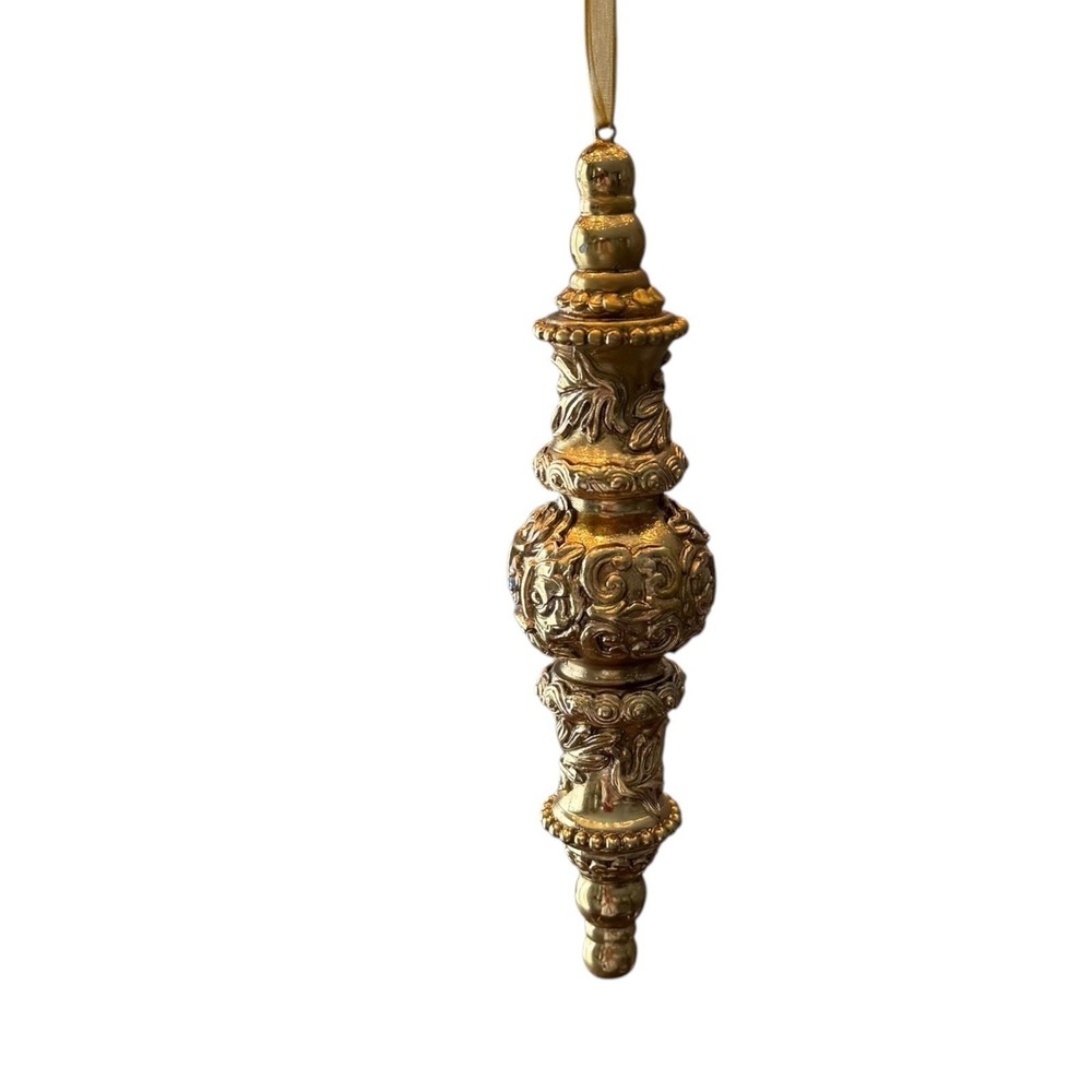 Kurt Adler Gold 8" Drop Finial Rhinestone Christmas Ornament NWT